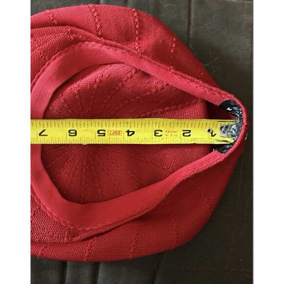 Vtg Kangol Design Red Knit Sz M Newsboy Knitted Ventair Flat Cap Logo Stretch - Picture 4 of 5